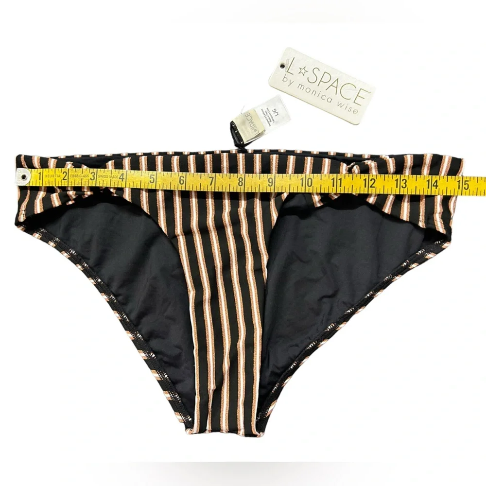 L*SPACE womens LaJolla full coverage copper stripe bikini bottoms size Large NWT